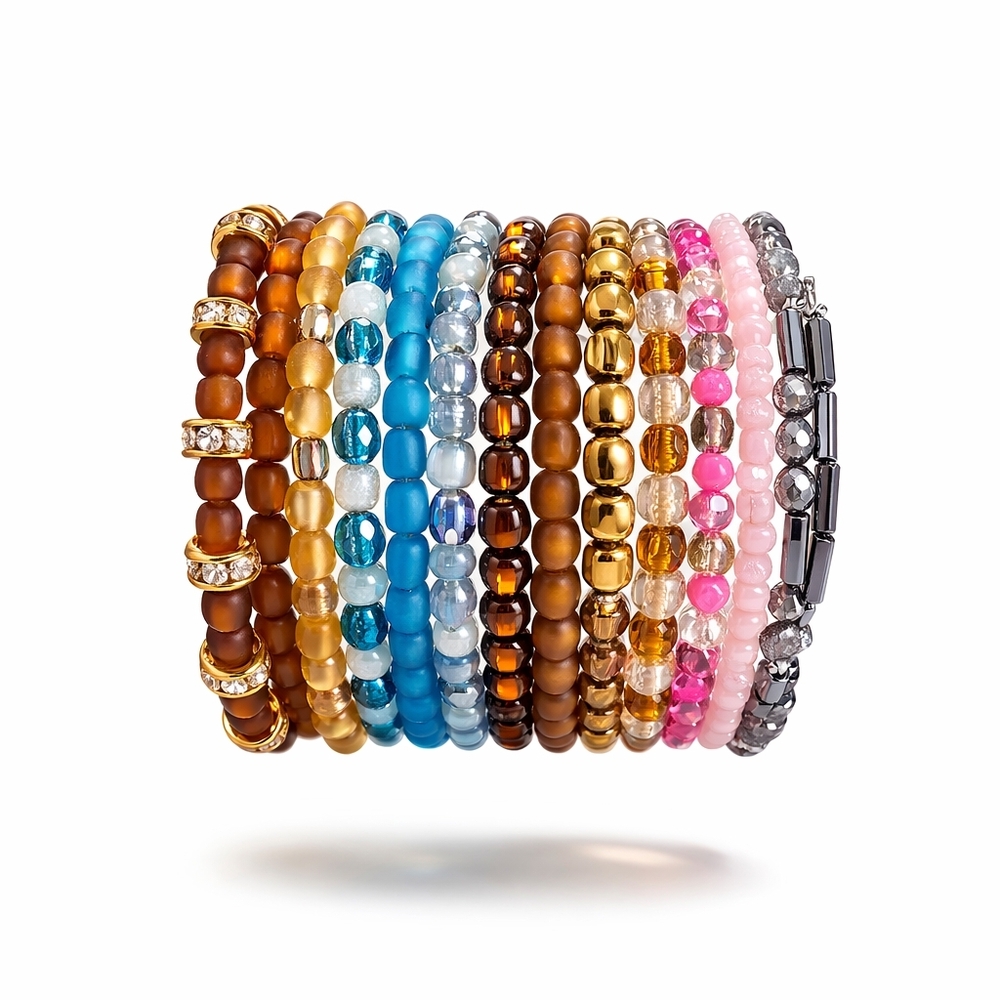14 Colorful Beaded Stack Rings - Picture 6 of 9